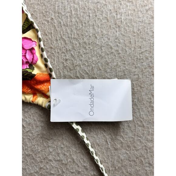 OndadeMar Triangle Bikini Top Sz 12 Rose Polka Dot Swimwear Adjustable Ties New - Picture 4 of 9